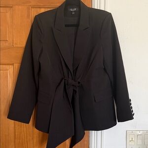 Black Tie-Front Blazer Jacket